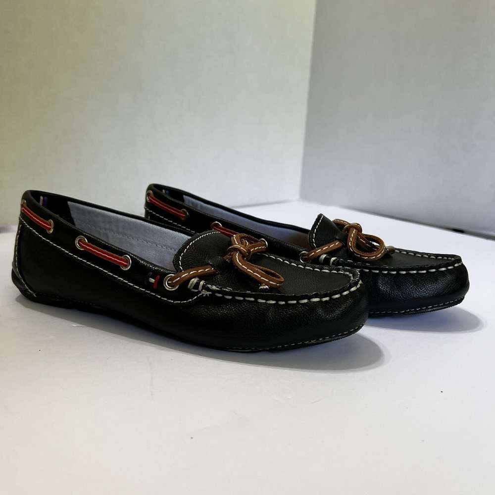 Tommy Hilfiger Shoes‎ Womens 5.5 M Ravelin Casual Slip On Loafers Leather Black